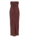 Rotate Birger Christensen Beaded Tube Maxi Dress In Brown