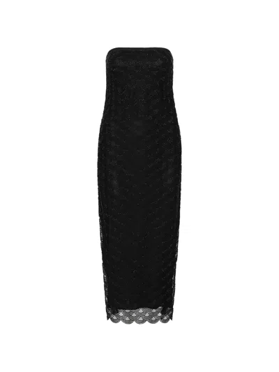 Rotate Birger Christensen Bead-embellished Strapless Maxi Dress In Black