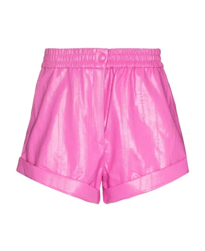 Rotate Birger Christensen Beata Imitation Leather Shorts In Pink