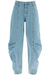 Rotate Birger Christensen Beige Blue Denim Sculptural Design Jeans In Beige