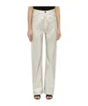 Rotate Birger Christensen Organic Denim Metallic Finish Trousers In Metallic