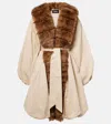 Rotate Birger Christensen Faux-fur-collar Balloon-hem Coat In Neutral