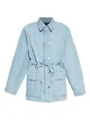 Rotate Birger Christensen Denim Jacket With Belted Waist In Blue