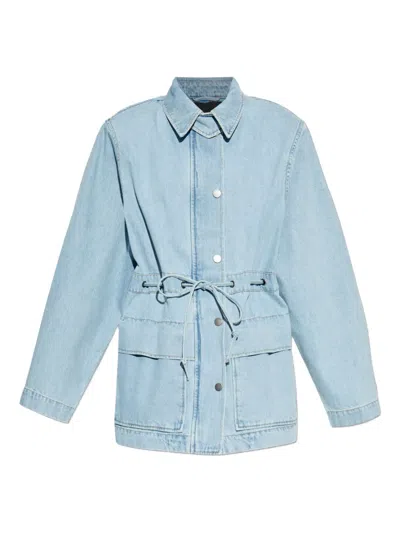 Rotate Birger Christensen Denim Jacket With Belted Waist In Blue