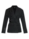 Rotate Birger Christensen Belted Double-breasted Blazer In Black