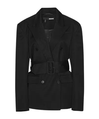 Rotate Birger Christensen Belted Double-breasted Blazer In Black