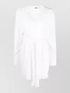 Rotate Birger Christensen Belted Long Sleeve Wrap Dress In White