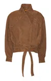 Rotate Birger Christensen Belted Suede Bomber Jacket In Brown