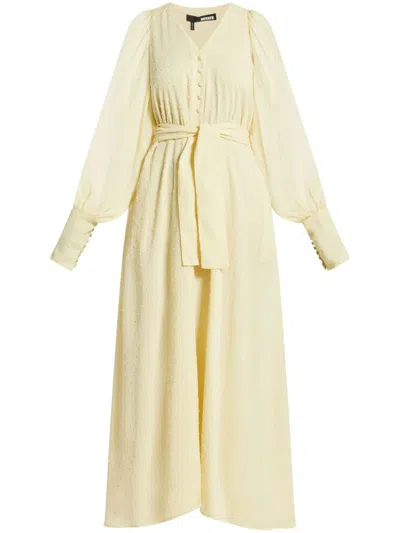 Rotate Birger Christensen Belted V-neck Maxi Dress In Neutrals