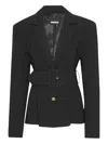 Rotate Birger Christensen Belted-waist Blazer In Black