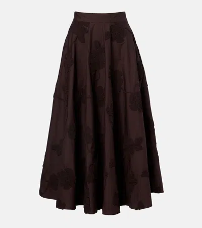 Rotate Birger Christensen Floral Intarsia A Line High Waist Skirt In Burgundy