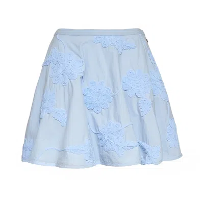 Rotate Birger Christensen Berty Flower Textured Mini Skirt In Blue