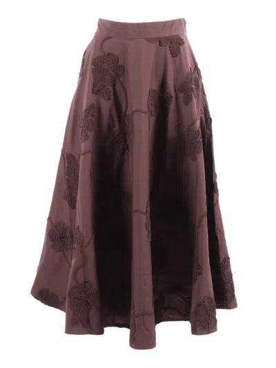 Rotate Birger Christensen Berty Sun Flower Skirt In Brown