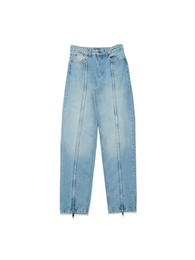 Rotate Birger Christensen Betty Straight Denim Zip Jeans In Blue