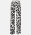 Rotate Birger Christensen Zebra-print Organic Denim High-rise Straight-leg Jeans In Zebra + Bright White Comb.