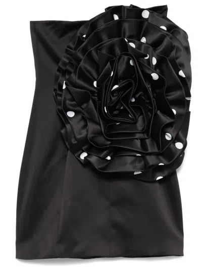 Rotate Birger Christensen Big Flower Mini Dress In Black