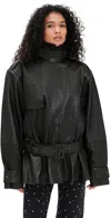 Rotate Birger Christensen Biker Leather Jacket Black In Black