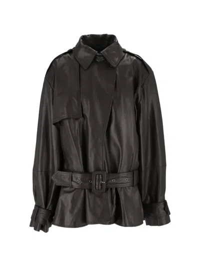 Rotate Birger Christensen Biker Leather Jacket Black