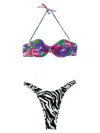 Rotate Birger Christensen Rotate X Reina Olga Soft Detailed Flower Print Bikini In Multicolor