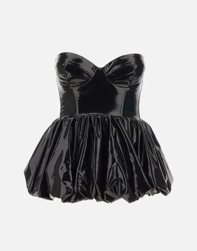 Rotate Birger Christensen Patent Tech Corset Top In Black