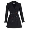 Rotate Birger Christensen Birger Christensen N.23 Double-breasted Blazer Dress In Black Virgin Wool In Black