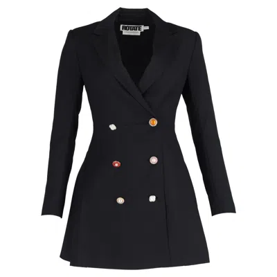 Rotate Birger Christensen Birger Christensen N.23 Double-breasted Blazer Dress In Black Virgin Wool