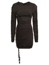 Rotate Birger Christensen Rotate Black Ruffled Trim Minidress In Black