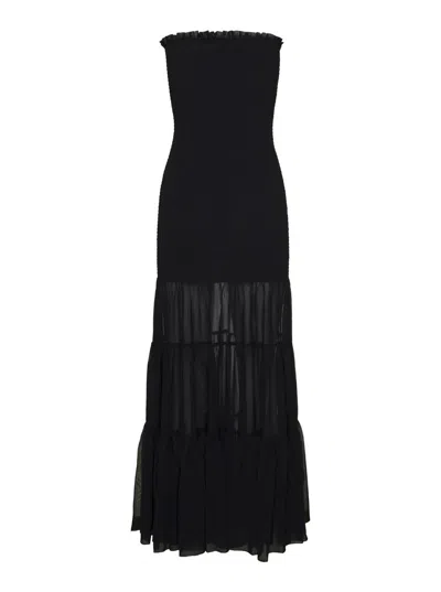 Rotate Birger Christensen Arabella Tiered Maxi Dress In Black | ModeSens