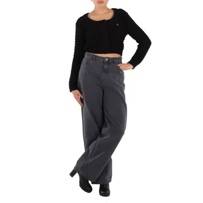 Rotate Birger Christensen Black Chunky-knit Cropped Cardigan