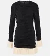 Rotate Birger Christensen Ruched Minidress In Black Comb.