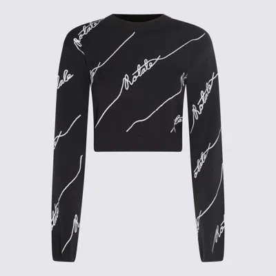 Rotate Birger Christensen Black Cotton And Wool Blend Logo Sweater