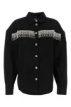 Rotate Birger Christensen Rotate Overshirt With Crystal Fringes In Black