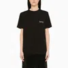 ROTATE BIRGER CHRISTENSEN BLACK CREW-NECK T-SHIRT WITH RHINESTONES