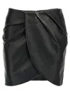Rotate Birger Christensen Draped Faux Leather Mini Skirt In Black