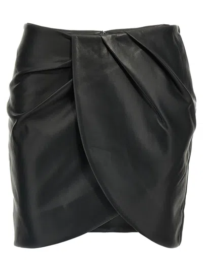 ROTATE BIRGER CHRISTENSEN BLACK DRAPED MINI SKIRT
