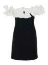 Rotate Birger Christensen Black Dress With Bare Shoulders And Ruffle Details In Fabric Woman In Black