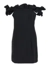 Rotate Birger Christensen Rotate Black Dress With Ruffle Decorations And Ruffle Details In Tech Fabric Woman