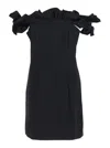 Rotate Birger Christensen Rotate Black Dress With Ruffle Decorations And Ruffle Details In Tech Fabric Woman In Black