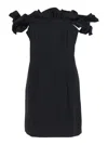 Rotate Birger Christensen Rotate Black Dress With Ruffle Decorations And Ruffle Details In Tech Fabric Woman In Black