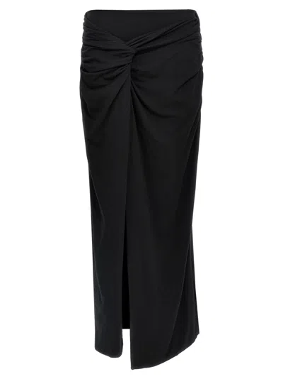 ROTATE BIRGER CHRISTENSEN BLACK FITTED TWISTED SKIRT