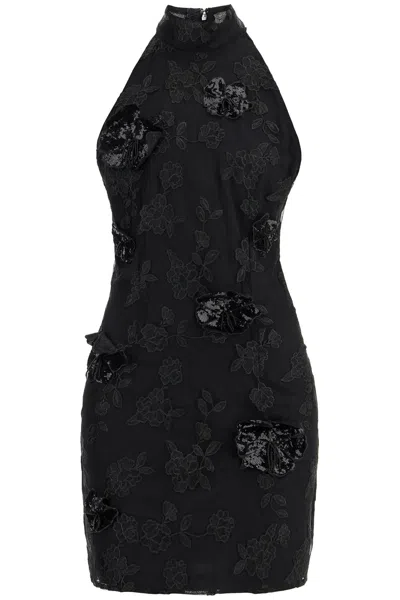 Rotate Birger Christensen Black Floral Recycled Polyester Mini Dress