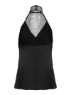 Rotate Birger Christensen Black Halterneck Top With Sequins In Viscose Woman In Black