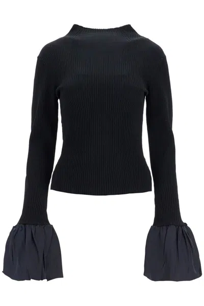 ROTATE BIRGER CHRISTENSEN BLACK HIGH NECK VISCOSE TOP