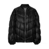 Rotate Birger Christensen Faux Leather Pleated Bomber Jacket In Black