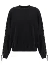 Rotate Birger Christensen Crew Neck Lace-up Detail Sweatshirt In Black