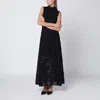 Rotate Birger Christensen Black Maxi Dress In Recycled Polyester Floral Mesh In Black