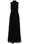 Rotate Birger Christensen Flower-mesh Maxi Dress In Black