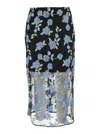 Rotate Birger Christensen Black Pencil Skirt With Mesh Panels And All-over Floral Motif In Black