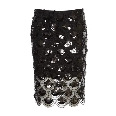 Rotate Birger Christensen Black Midi Pencil Skirt