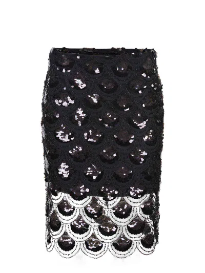 ROTATE BIRGER CHRISTENSEN BLACK MIDI SKIRT